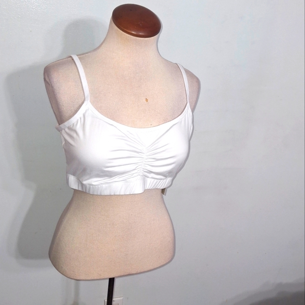 White Ruched Crop Top- W Sz Large